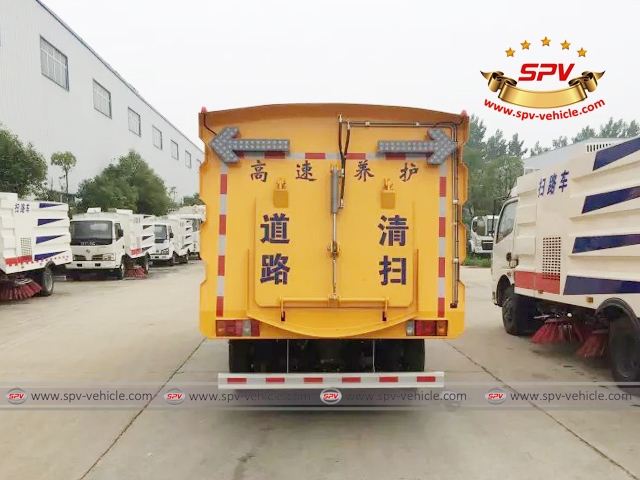 Back view of ISUZU road sweeper